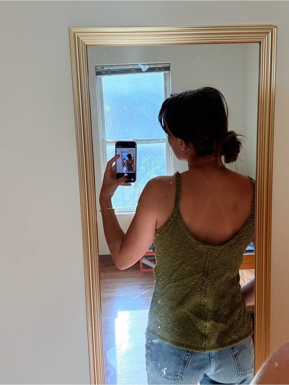 Free People Olive Knit Tank Top - ONE OF A KIND
